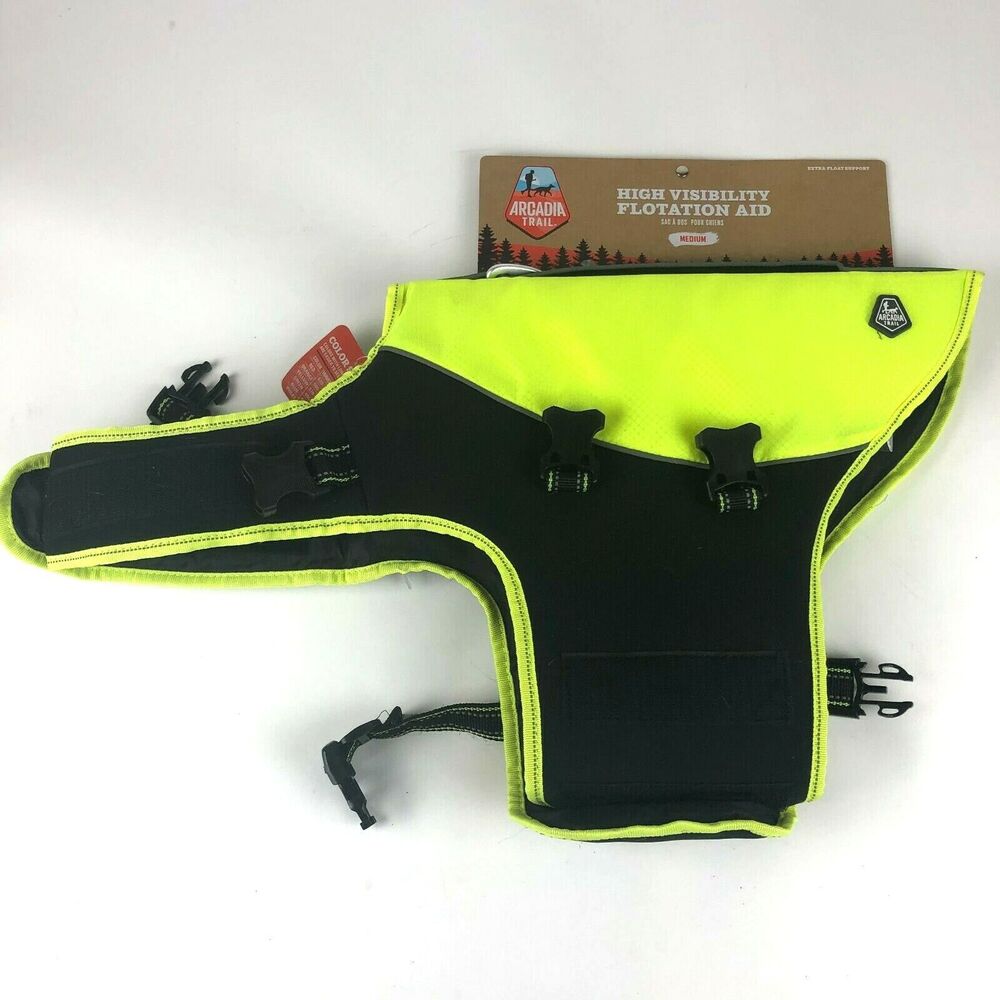 Arcadia Trail Dog Life Jacket Flotation Coat High Visibility Yellow Size M NWT